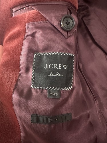 J.CREW Herren 34S Ludlow Slim Samt Blazer Rot Smokers Sakko - Bild 8 von 9