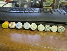 9 different Porcelain "Hutter" beer bottle stoppers Europe/Germany LOT B