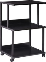 Ibuyke DruckerstäNder Mit Regal, 3-Stufiger Druckertisch Mit RäDern, Schwarz