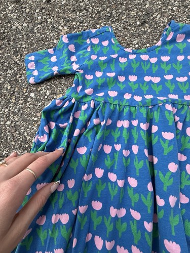 Hanna Andersson Girls Dress Size 8 Blue Pink Tulip Floral Cotton SS22 - Picture 2 of 9