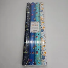 Hanukkah Gift Wrap Set  4 Rolls Quality  Gift Wrap Dreidel Menorah Set New