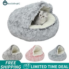 Soft Plush Cat Bed Winter Comforter Semi-Enclosed Nest Warm Pet Bed Supplies