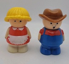 Vintage 1990s Shelcore Cowboy Farmer 2.5  Plastic Replacement Figures Lot of 2