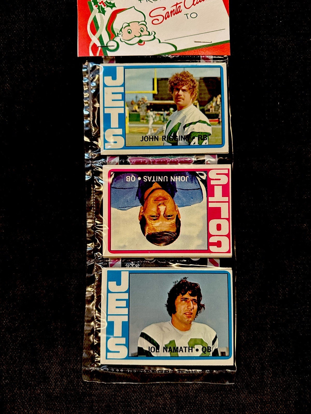 1972 TOPPS XMAS FOOTBALL RACK PACK JOE NAMATH JOHN UNITAS JOHN RIGGINS RC