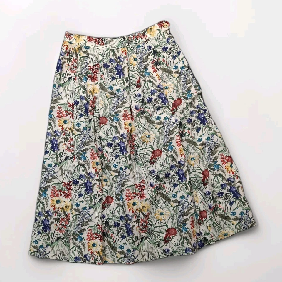 Conjunto de chaqueta y falda Geiger de colección para mujer US14 europea 44 mezcla de lino floral Austria Foto 3 de 4