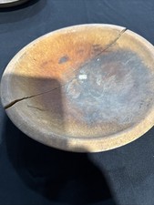 8 1/2 X 9 VINTAGE RUSTIC RANCH FARMHOUSE ROUND WOODEN SALAD DOUGH BOWL