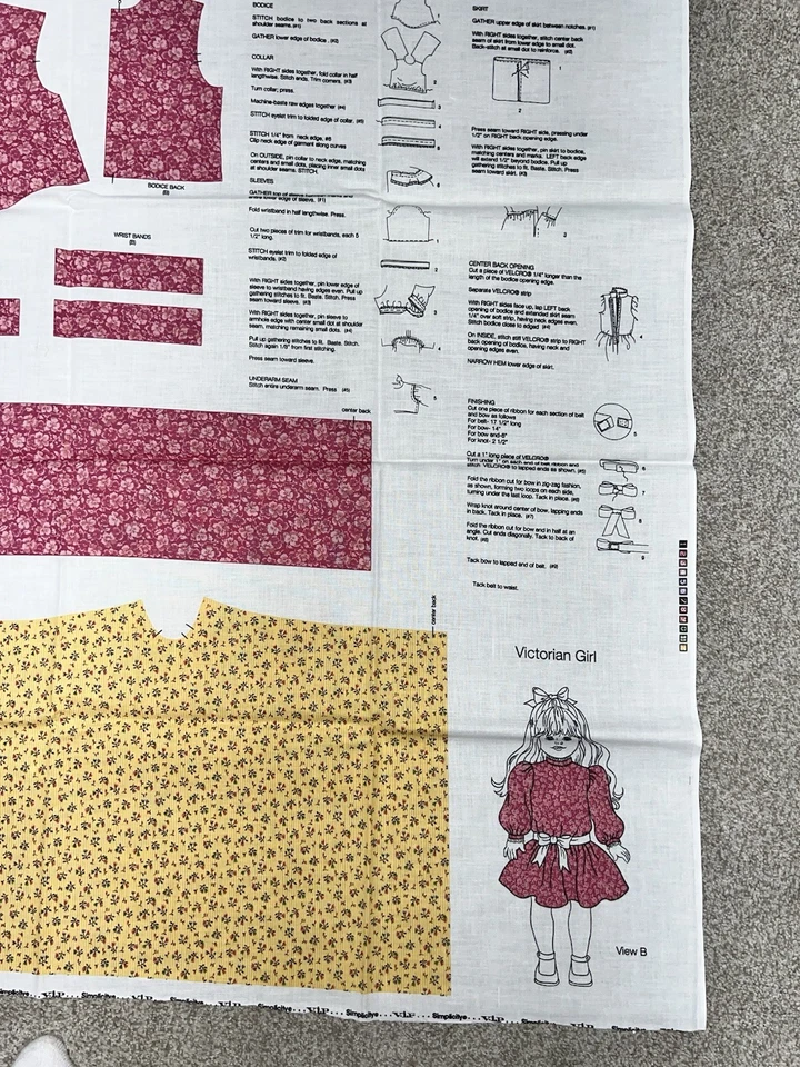 Muñeca Simplicity 18" Victorian Girl 2 panel de vestido 1996 corte coser se adapta a American Girl Foto 4 de 4