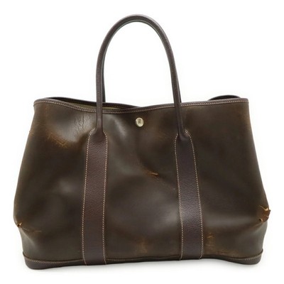 HERMES Garden PM Tote Bag, Handbag, Amazonia Leather, Dark Brown GZl1iesk