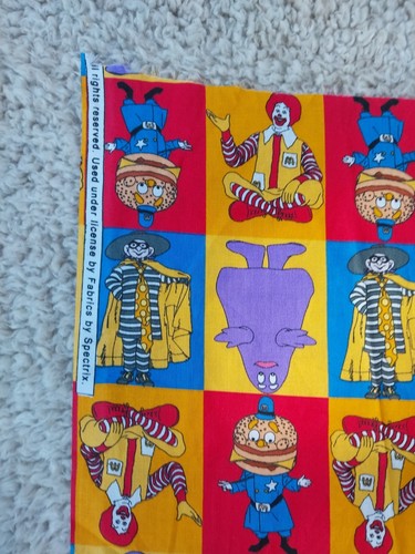 McDonalds Fabric Ronald Grimace Hamburglar Officer Big Mac 27"x25" Characters - Picture 7 of 11