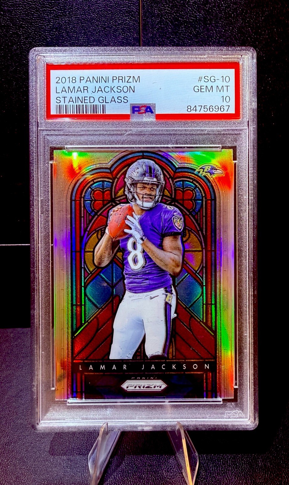 2018 Panini Prizm LAMAR JACKSON Stained Glass #SG-10 PSA 10