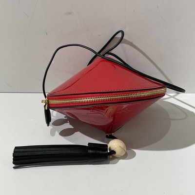 Louis Vuitton Toupie Red Monogram Vernis Shoulder Crossbody Bag Clutch Auth