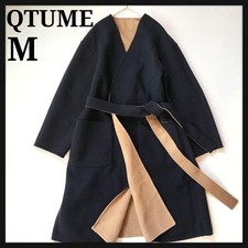 Brand New Tag Attached Lamb Wool 100 QTUME Merimp Reversible Coat Dark Navy