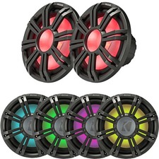 2 Kicker 45KMF124 12" Freeair Subwoofers - 2 Kicker 12" LED Grille Charcoal