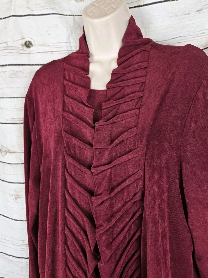 Chico's путешественников красный бордовый плиссированные куртки кардиган комплект 4 Twin комплект бак 2 шт. - Изображение 3 из 4