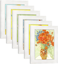 4x6 Picture Frame Set of 6 with Real Glass for Pictures 4x6 set 6 , White