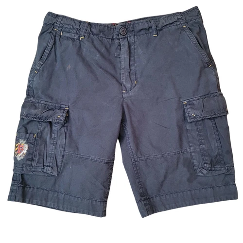 Buffalo David Bitton Cargo Shorts Men Size 32 Blue Patch Utility 33" Inseam 10" - Picture 1 of 9