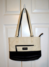 Stone Co Donna Colorblock Pebbled Leather Black Cream Shoulder Purse