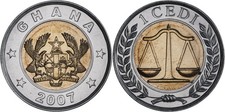Ghana: 1 Cedi Bi-Metallic 2007 - UNC