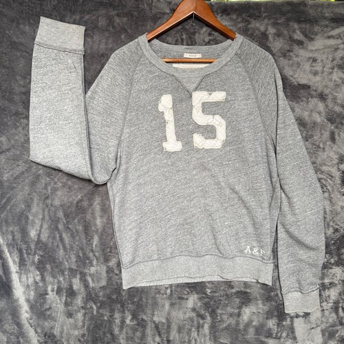 Abercrombie Fitch Sweater Mens L Gray Muscle Pullover Crewneck Sweatshirt Y2K 15 - Picture 8 of 14