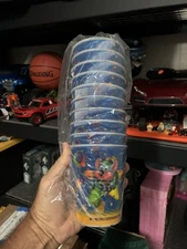Chuck E Cheese 2007 Plastic Party Cup Retro Blue Confetti  Collectible Pack 10