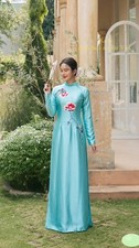 Traditional Vietnamese Long Dress-Women Ao Dai-Embroidered design - No Pants