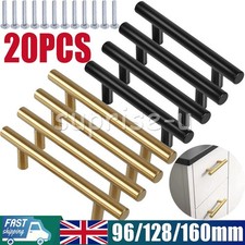 20 Kitchen Cupboard Cabinet T-Bar Door Handle Brushed Stainless Steel Black Gold