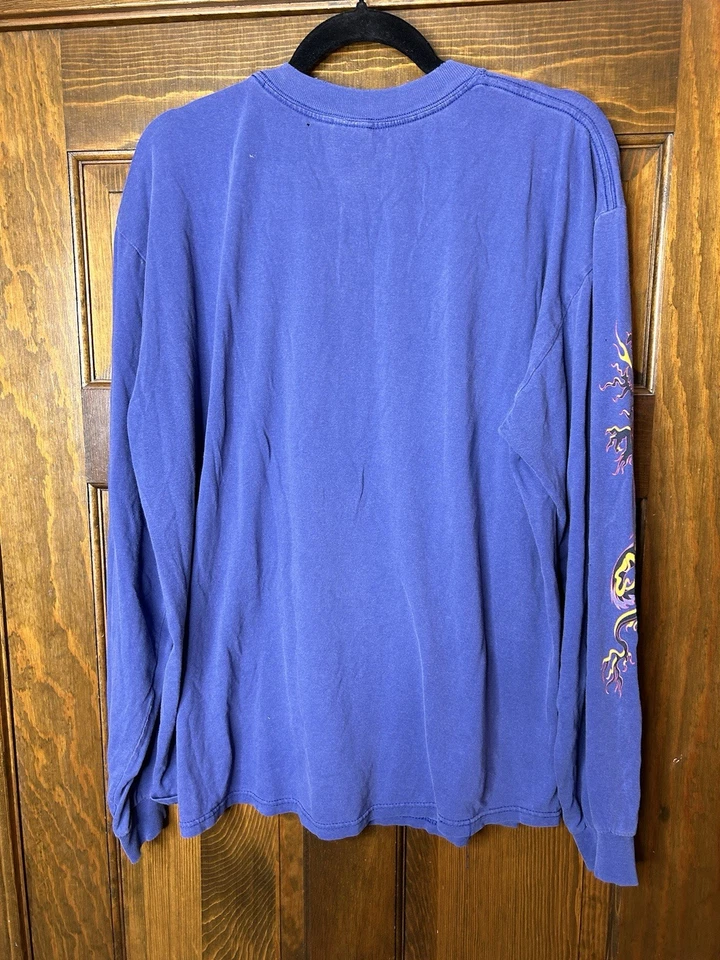 Y2K Dragon Flame Long Sleeve XL Tee Blue Graphic Colorado T-shirt Vintage 2000 - Image 4 of 4