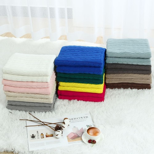 PiccoCasa Knitted Throw Blanket 100% Cotton Large for Sofa Bed Couch Home Décor - Picture 2 of 18