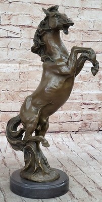 Bronze Sculpture Art Marble Base Collector Edition Handmade Animal Horse