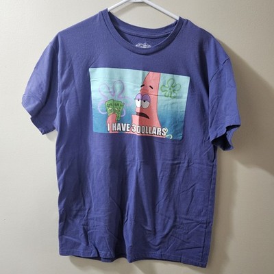 Nickelodeon SpongeBob Patrick Star Shirt Mens L Purple I have 3 Dollars Meme