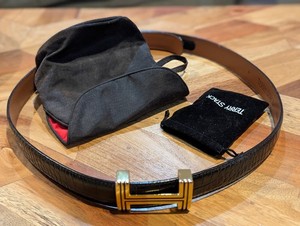 TERRY STACK Italian Leather belt with 2 removable buckles Size XL INTENT Italian Leather Belt with Antiqued Nickel Buckle  main image 4