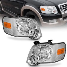 Pair Headlights Assembly For 2006-2010 Ford Explorer Chrome Headlamps Wo Bulbs Pair Headlights Assembly For 2006-2010 Ford Explorer Chrome Headlamps Wo Bulbs