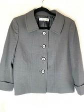 Tahari Arthur S. Levine Grey Collared Single Breasted Blazer Jacket Size 8