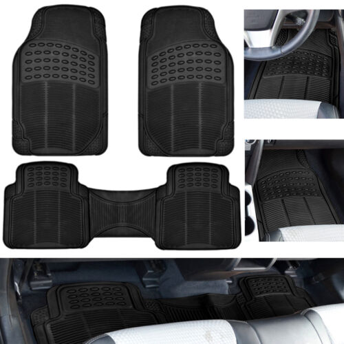 Car Floor Mats for Auto All Weather Rubber Liners Heavy Duty Fit Black 3pc Pack - Picture 1 of 9