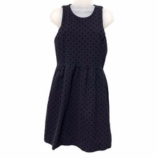 J Crew Navy Blue Polka Dot Sleeveless Fit & Flare Dress Size M Preppy