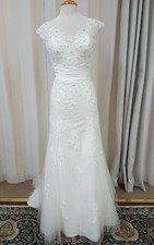 NEW Justin Alexander Sincerity Bridal 3813 Sheath Lace Gown Wedding Dress Ivory