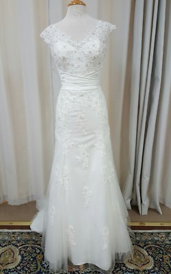 NEW Justin Alexander Sincerity Bridal 3813 Sheath Lace Gown Wedding Dress Ivory