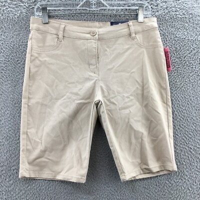 Izod Stretch Skinny Bermuda Shorts Womens (actual Beige Mid Rise  NEW