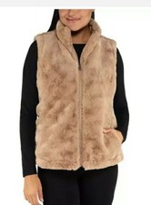 Nicole Miller Women's Faux Fur Reversible Jacket Vest . Bodywarmer Vest .