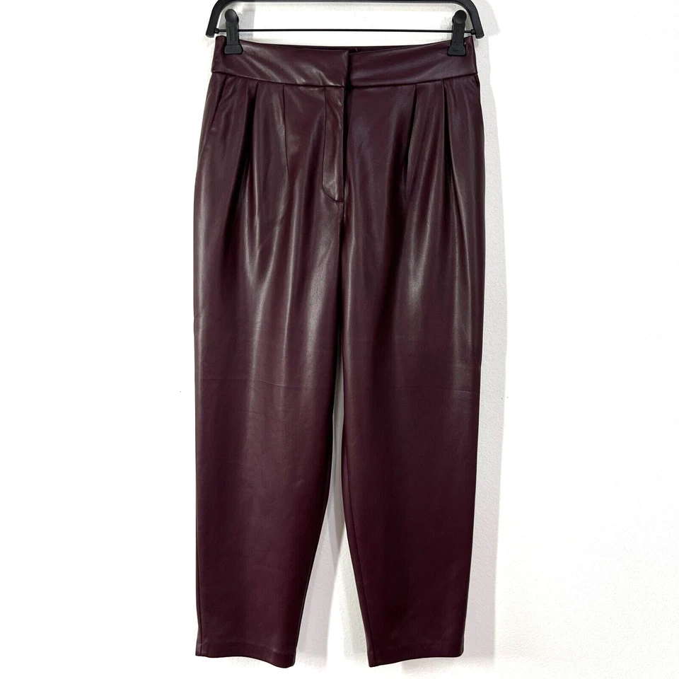 Express Faux Vegan Leather Womens Size 2S Plum Ankle Super High Rise Classic - Image 2 of 4