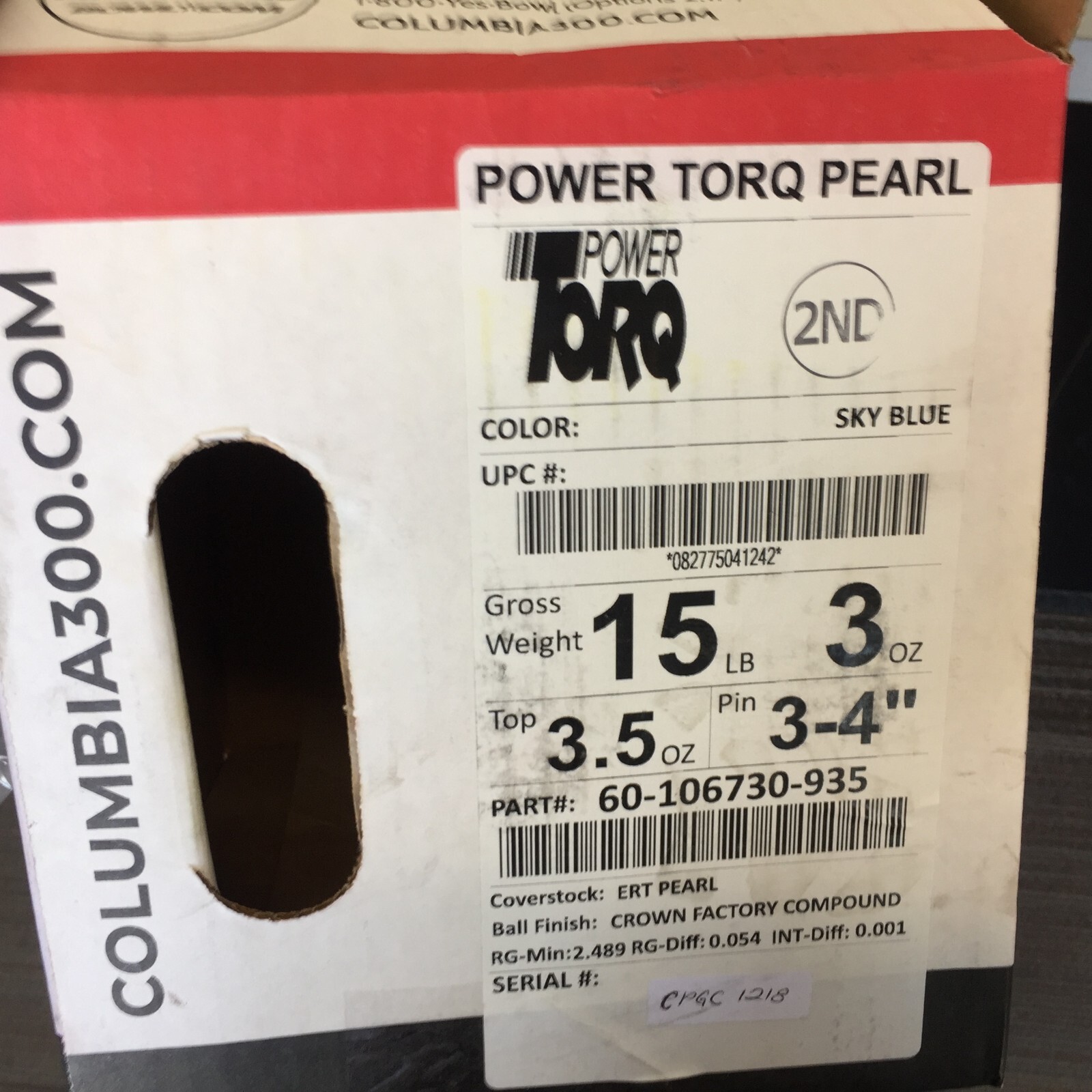 Columbia 300 Power Torq Pearl   BOWLING ball 15 lb new in box   #218