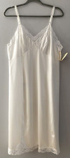 Sears Vintage Slip Dress Lingerie Silky Nylon Embroidery White Size 40 NEW