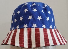 Reversible American Flag Bucket Style Sunhat. Navy Solid NEW 