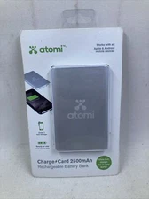 NEW Atomi Charge Card 2500mAh Rechargeable Battery Bank AT726 Cell or Tablet +(R