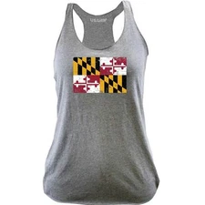 Ladies Maryland State Flag Distressed Racerback Tank Top