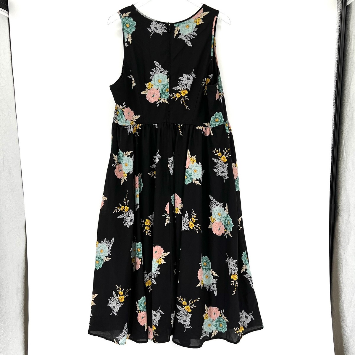 Torrid Georgette Midi Dress Black Floral Print Sleeveless