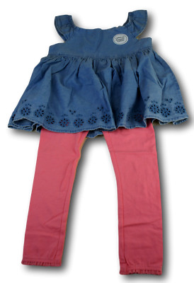 George 2in1 Mädchen Pink Hose Kleid Zweiteilig GR110 Sommerkleid Jeans Look 
