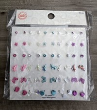 Wonder Nation Pack Of 30 Earrings Flowers, Unicorns, Butterflies, And Hearts