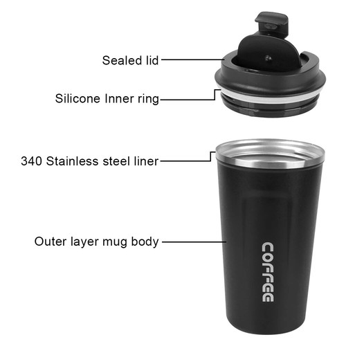 380/510ML Thermo Cafe Perdite_Tazza Termica da Viaggio a Prova di Perdite Doppia Acciaio Inox - Foto 5 di 29