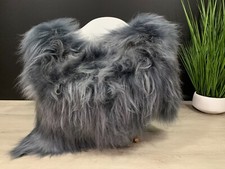 New Real Genuine Icelandic Sheepskin Rug Pelt Dyed Gray Graphite Color Very Soft